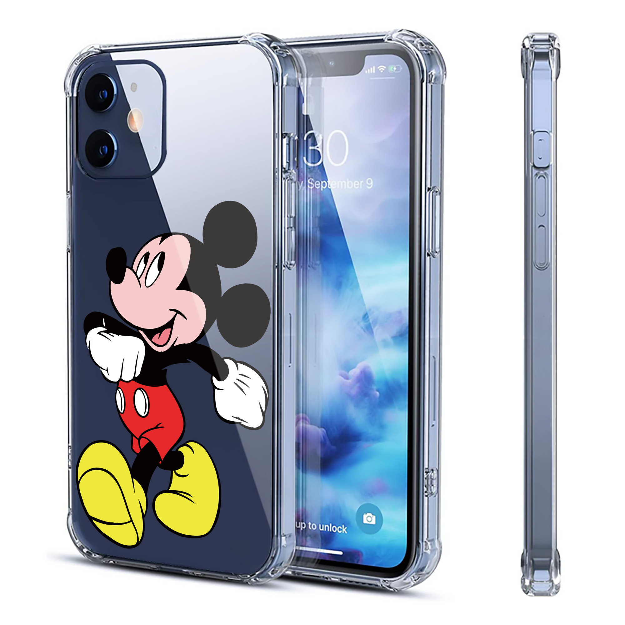 （画像用） ミッキーマウス Mickey Mouse 【iPhone 12シリーズ対応】透明スマホケース（クリアソフトケース）